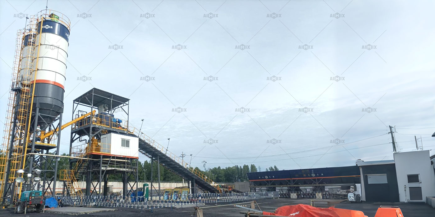 Pabrik pencampuran beton stasioner 90m³ untuk Proyek Freeport di Indonesia