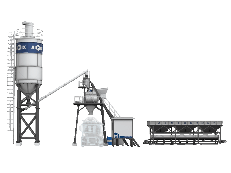 AJ-25 stationary mini concrete batching plant in Indonesia
