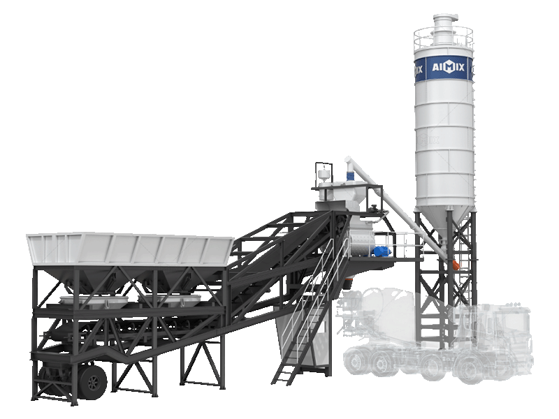AJY35 mini mobile concrete batch plant in Indonesia