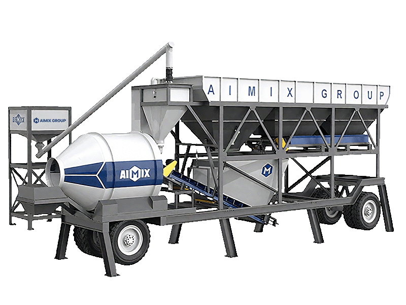 AJZY drum type mobile compact batching plant for sale in Indonesia