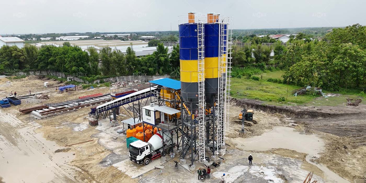 aimix AJ-60 batch plant for factory building in Indonesia