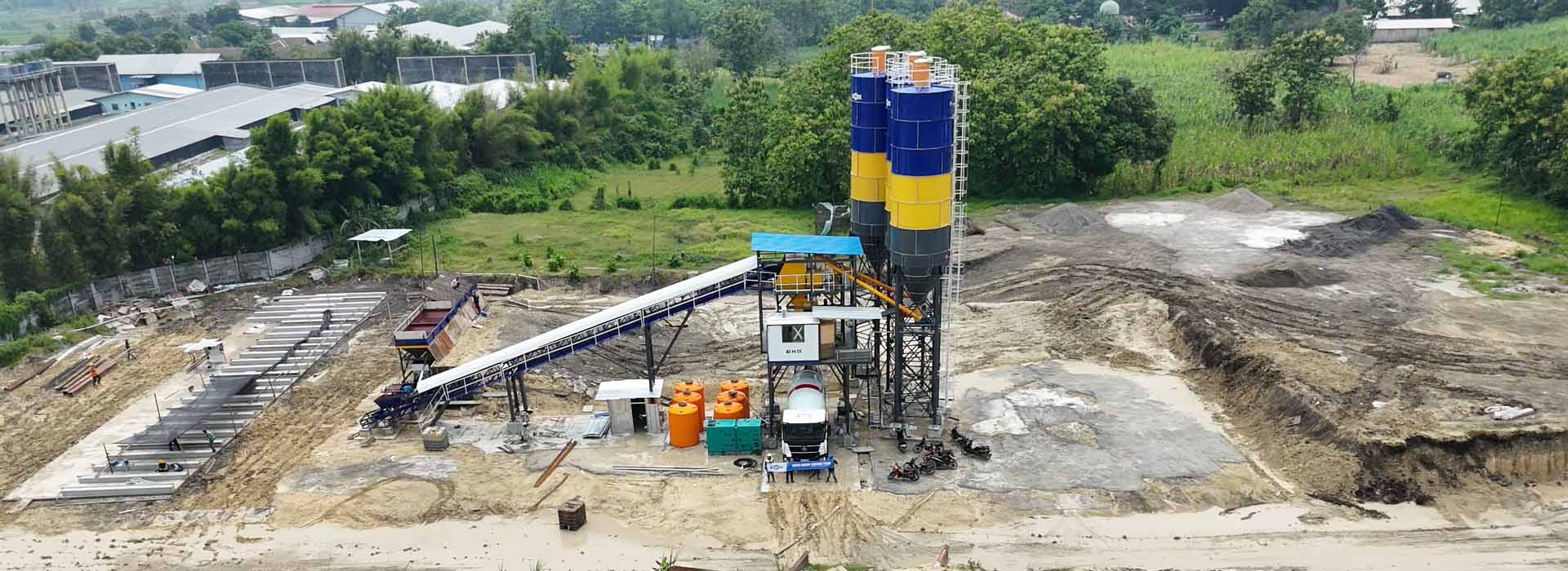 aimix Stationary concrete mixer plant for factory building in Indonesia
