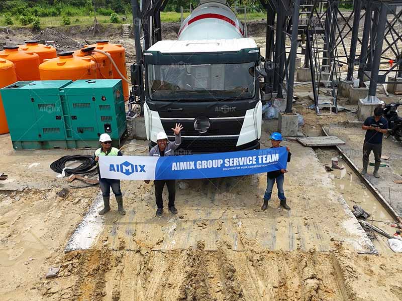 aimix service team for sucessful installation of batch plant