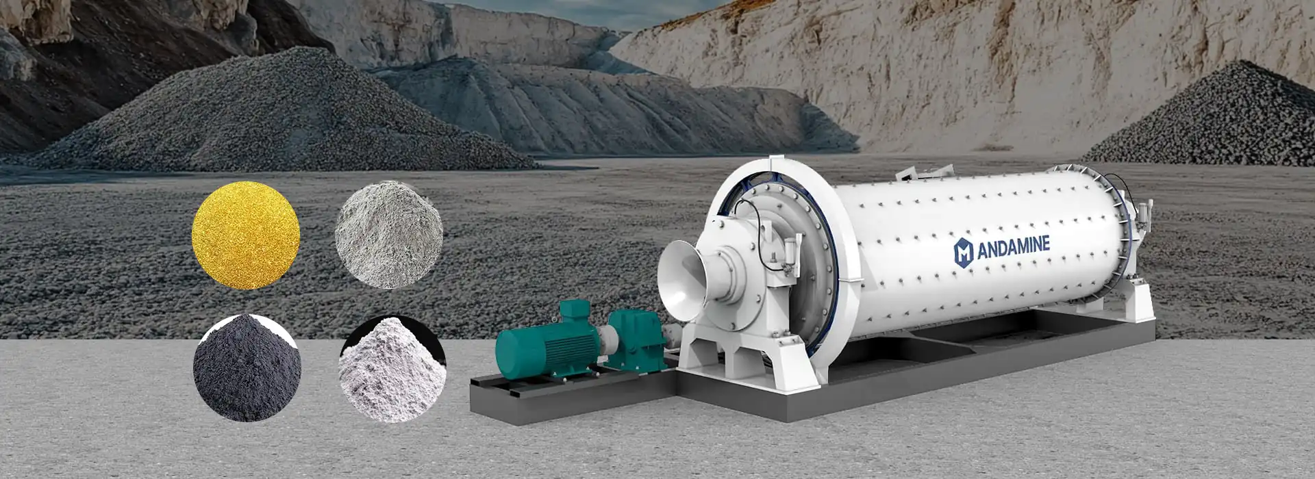 tumbling mill banner with materials