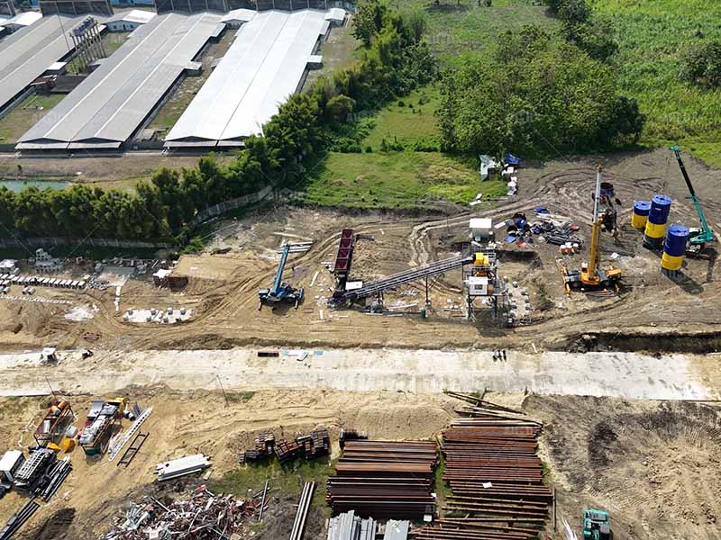 concrete plant installation for the cigarette construction factory building in Indonesia