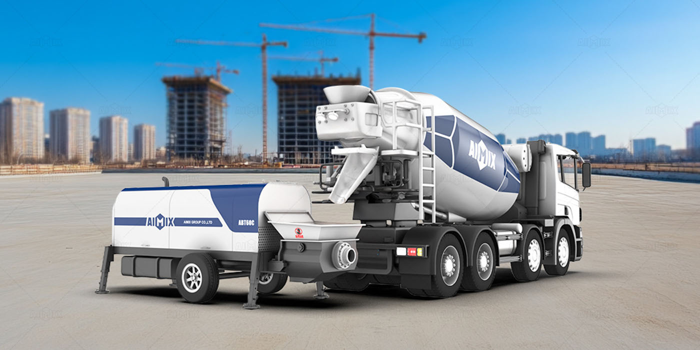 trailer concrete pump with concrete mixer truck for sale in Indonesia