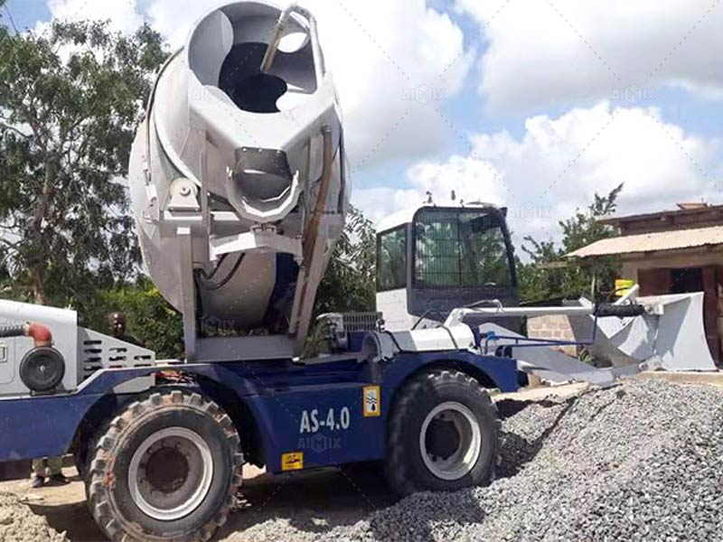 harga mixer beton self loading one-way drum rotation