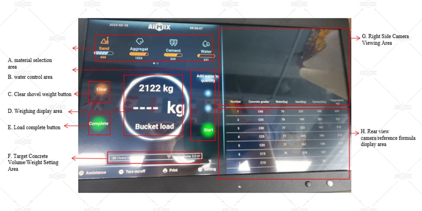main interface introduction of self loading mixer user manual