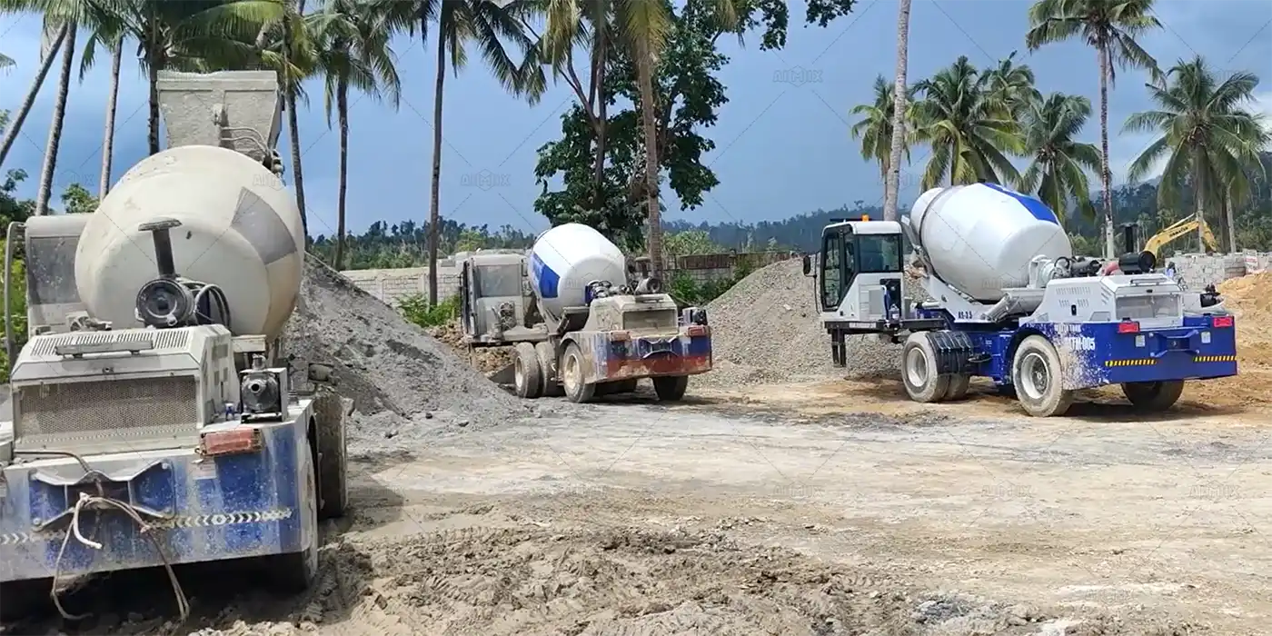 3 sets of self loading mixers for producing precast concrete product in Jakarta, Indonesia