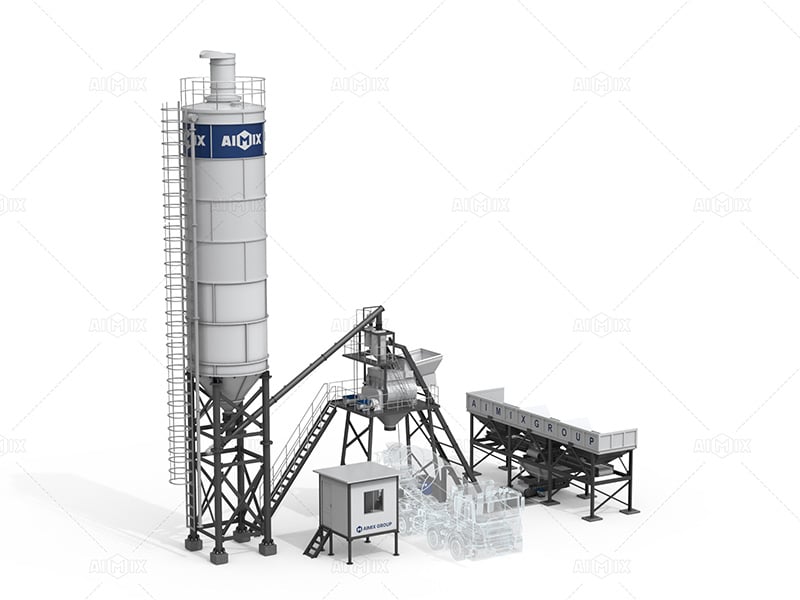35cbm per hour hoist hopper wet concrete batch plant for sale di Indonesia