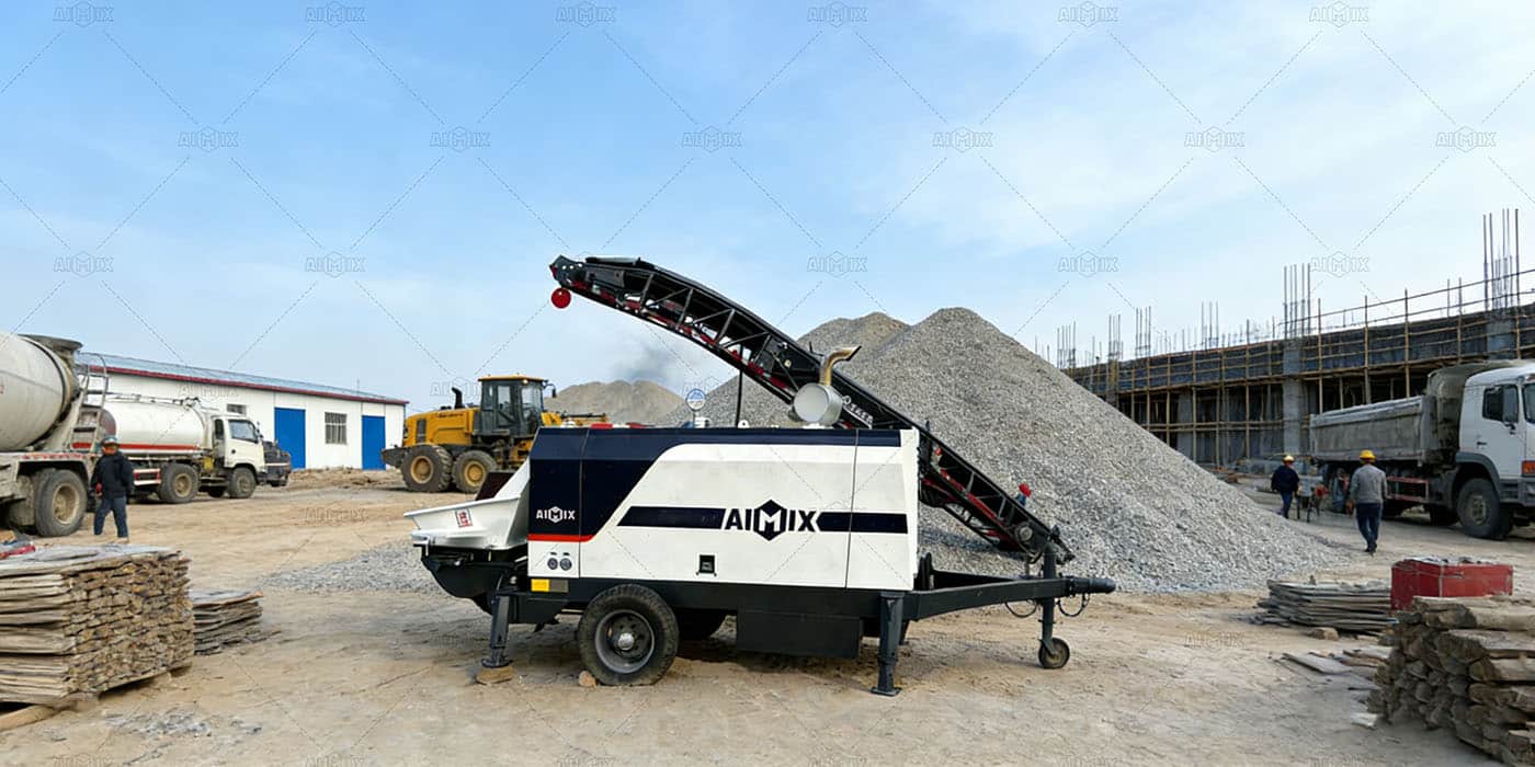 ABT-50C mobile trailer concrete pump trailer for rural house construction in Indonesia