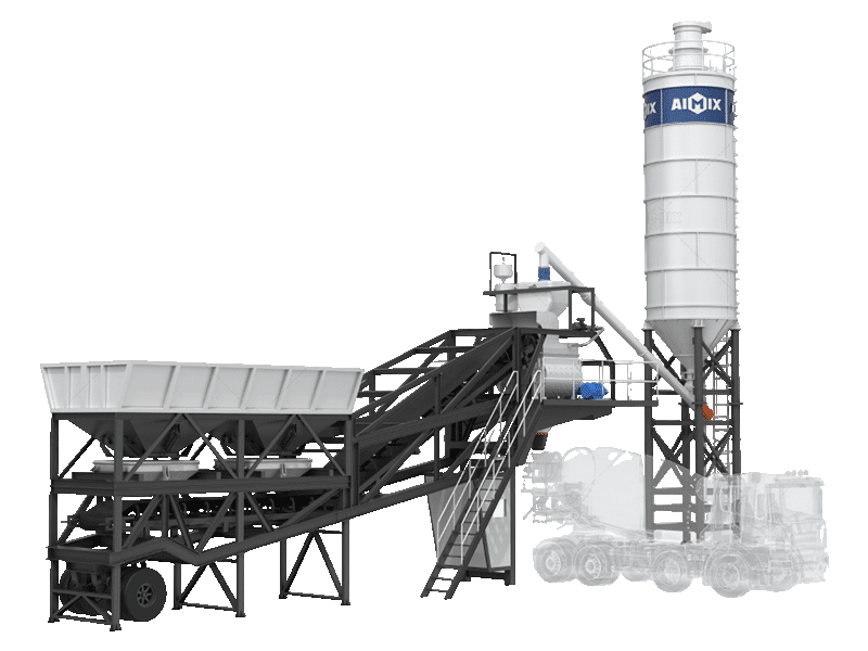 AJY35 mini mobile wet concrete batch plant in Indonesia