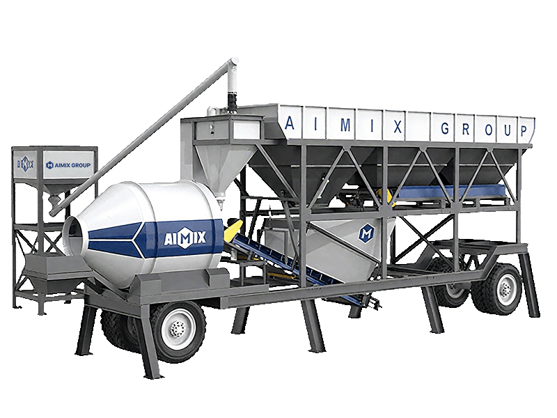 AJZY drum type mobile compact wet batching plant for sale in Indonesia