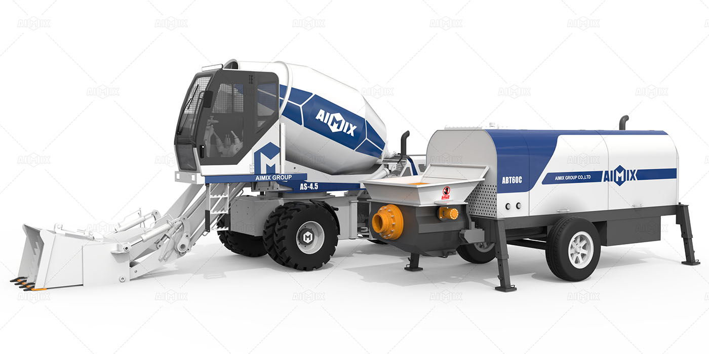 AS-4.5 Self-Loading Concrete Mixer with ABT60C Trailer Pump