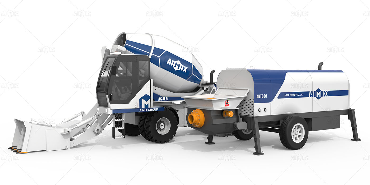 AS-5.5 Self-Loading Mobile Concrete Mixer with ABT60C Trailer Pump