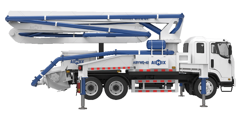 boom concrete pump truck with pan mixer for concrete deliverying