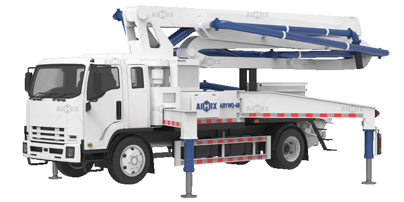 Truk pompa beton boom dengan mixer pan untuk pemompaan beton di Indonesia