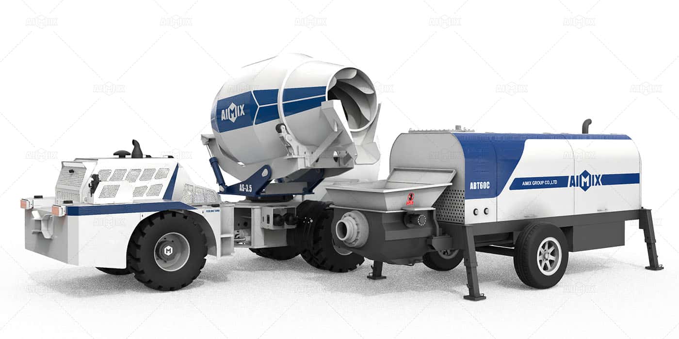 concrete trailer pump with self loading mixer solution price