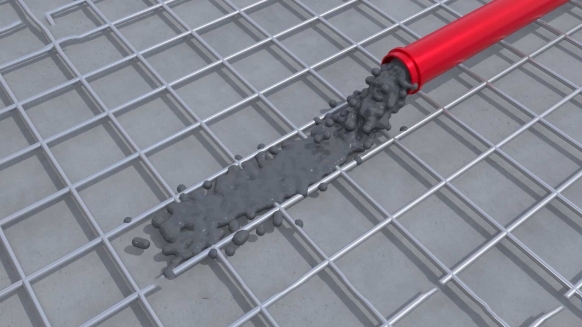 pengiriman beton melalui pipa pompa