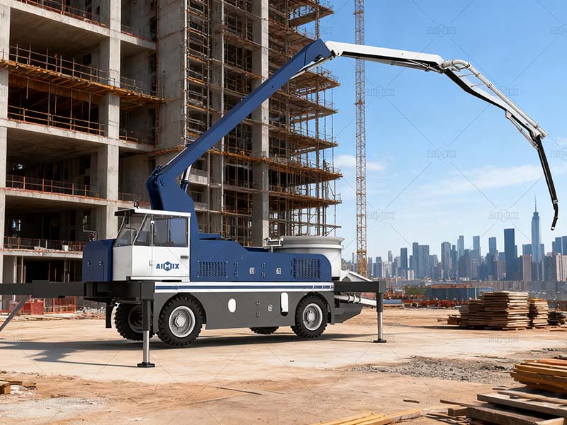 portable concrete pump boom for narraw sites in Indonesia