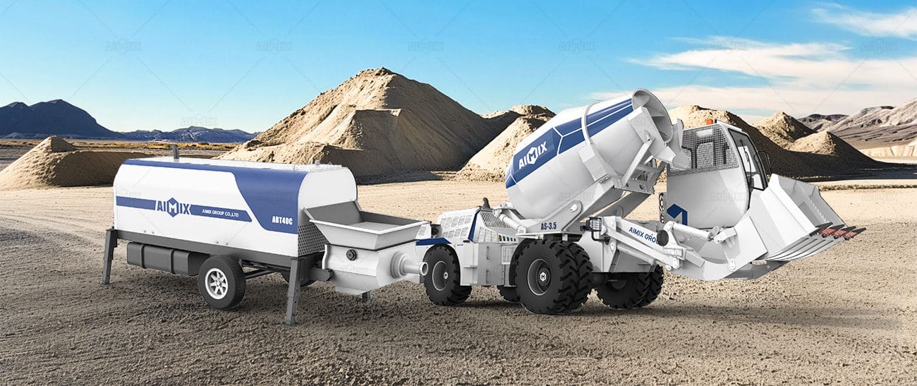 self loading concrete mixer and mobile concrete trailer pump solution in Indonesia