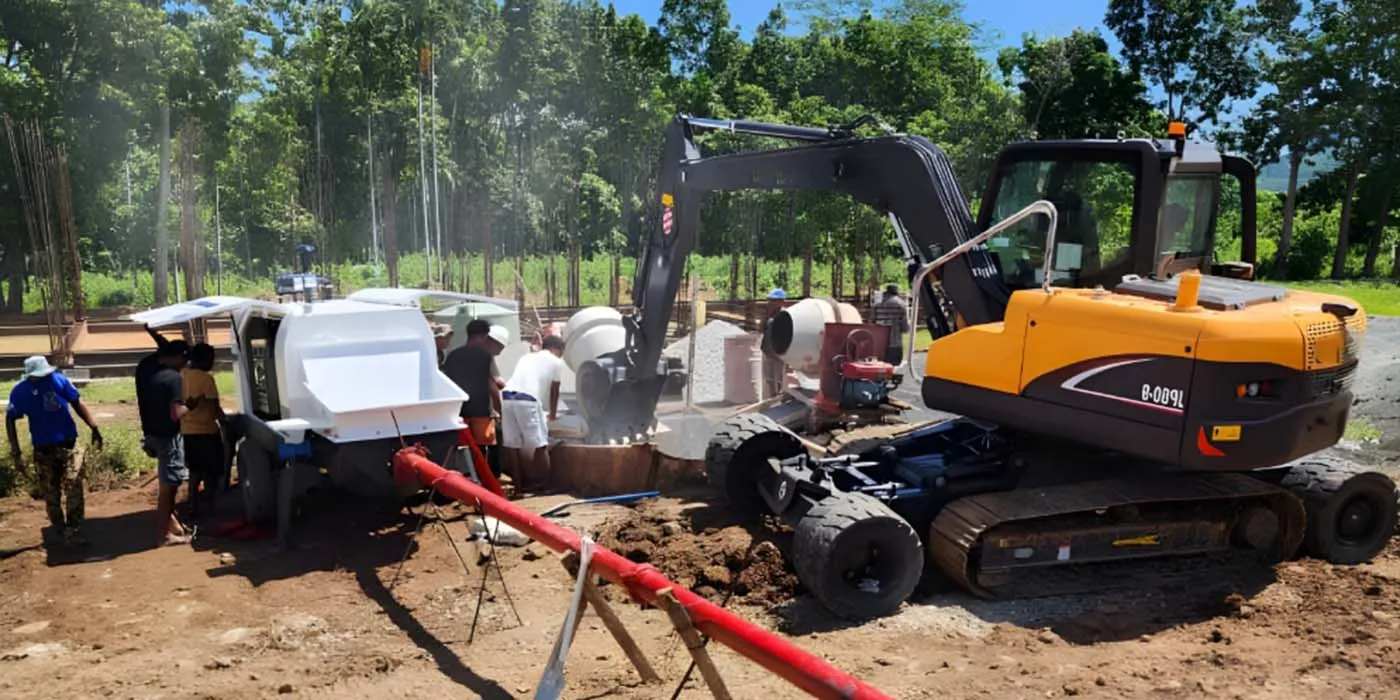 ABT40C diesel trailer concrete pump for house building in Kupang Indonesia