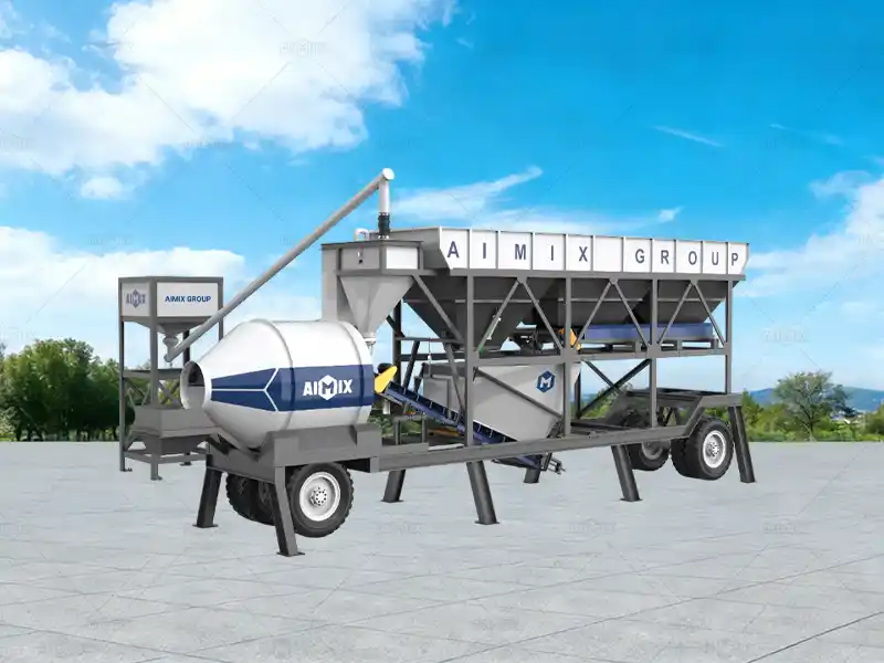 AJZY Series Mobile Drum Type Concrete Batching Plant in Indonesia