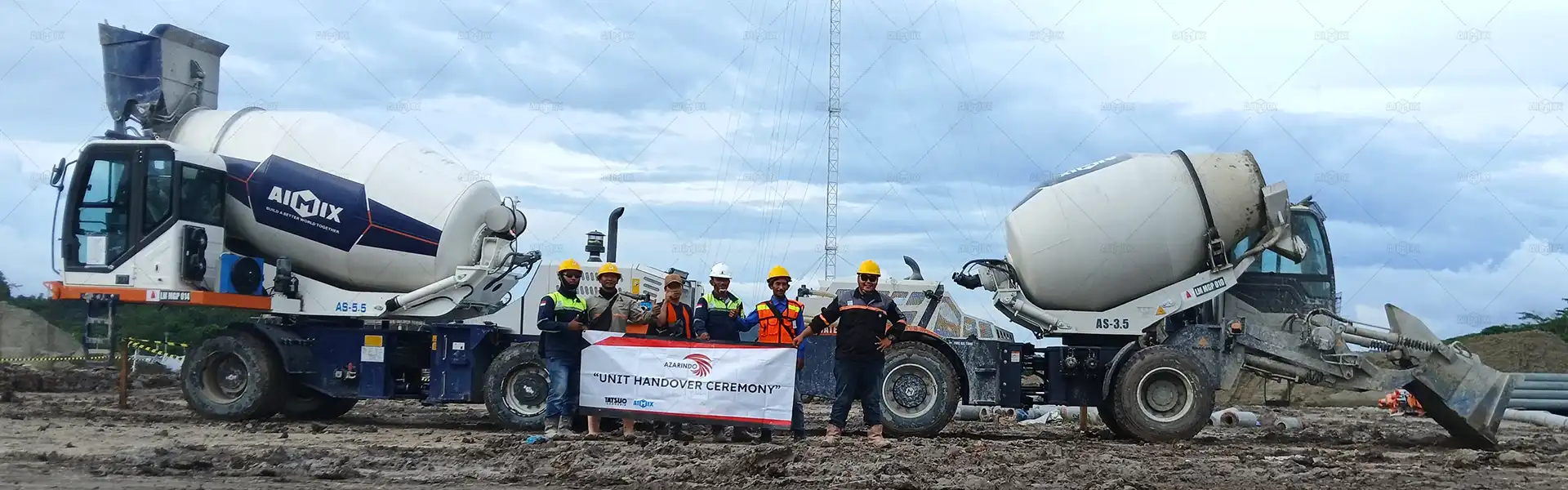 AS-3.5 and AS-5.5 self loading concrete mixer trucks for warehouses construction in Indonesia