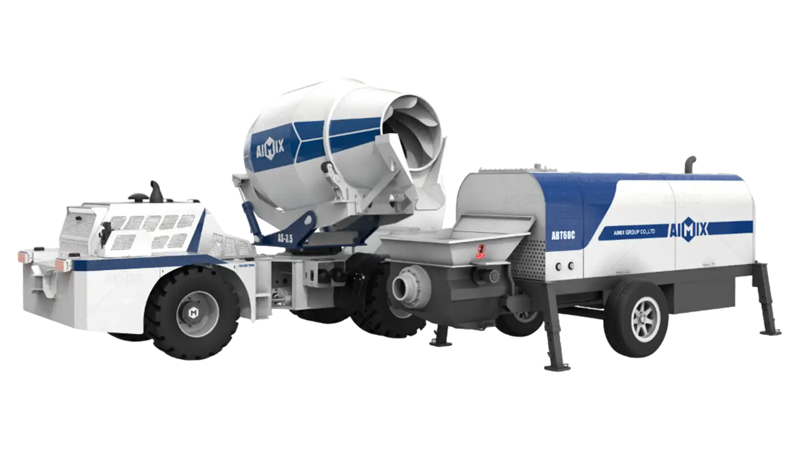 AS-3.5B Self-Loading Concrete Mixer with ABT40C Trailer Pump