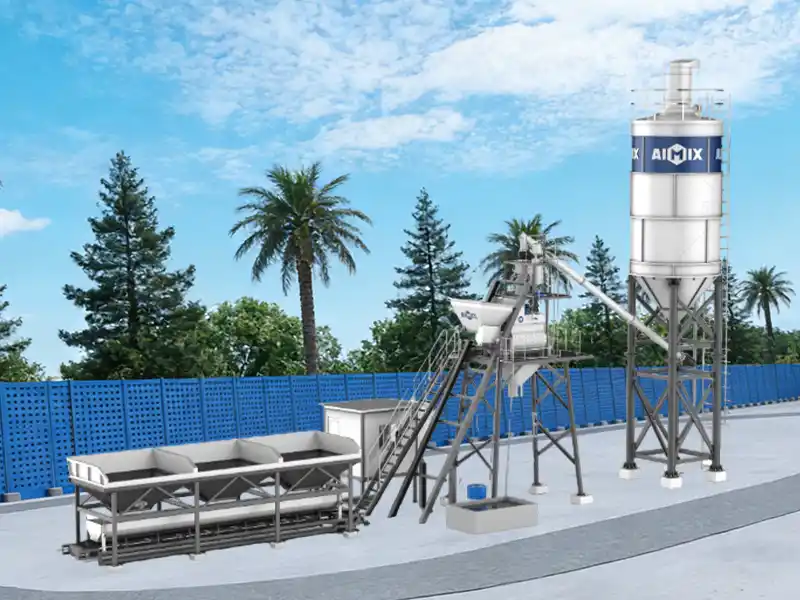 Stationary Skip Hoist Type Cement Mixing Plant For Sale in Indonesia