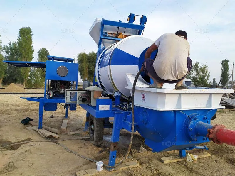 diesel concrete mixer pump for road building in Uzbekistan