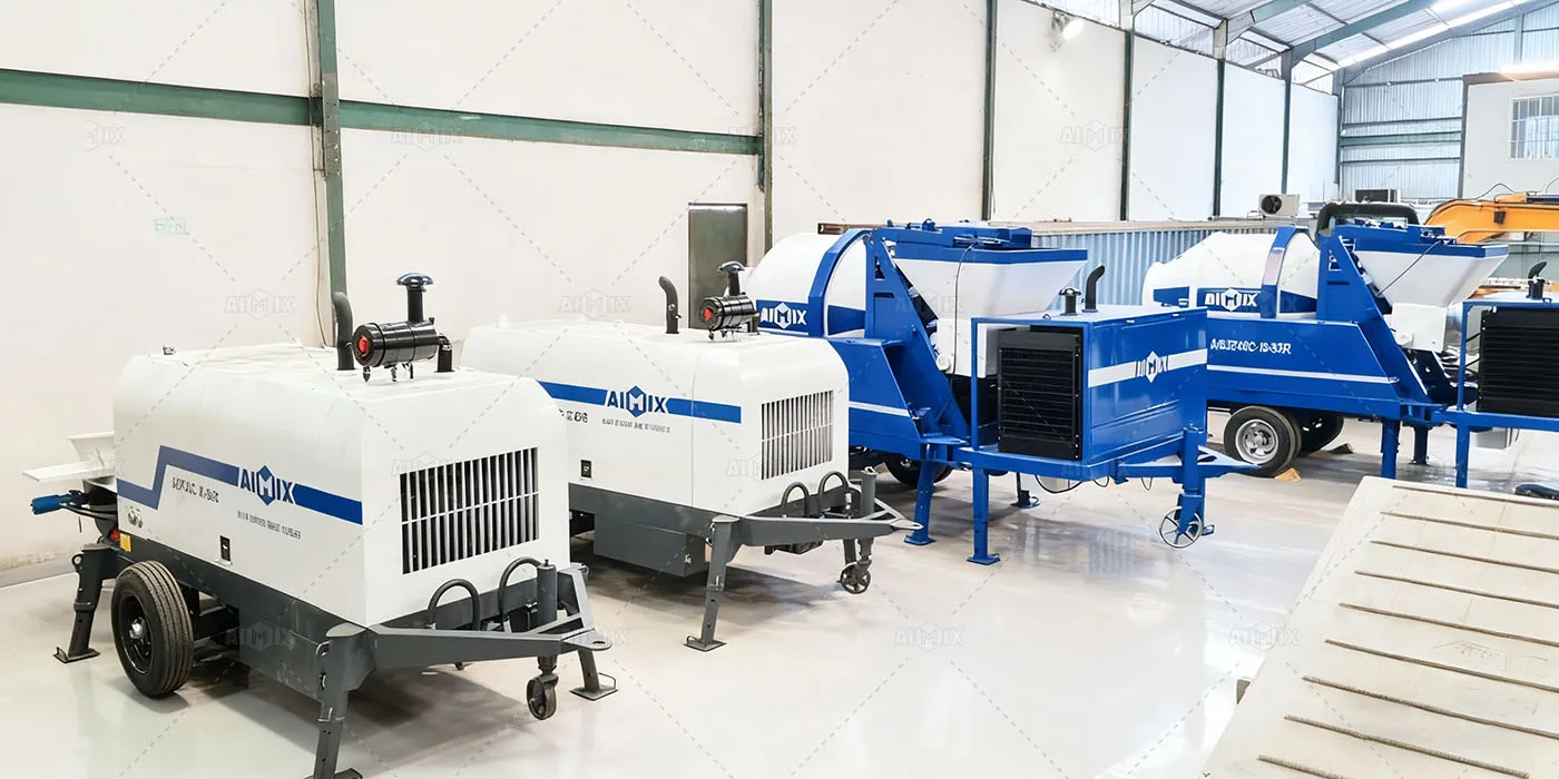 diesel concrete trailer pump and concrete mixer pump are ready stocked in warehouses Indonesia