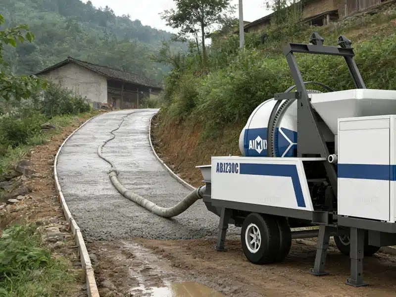 Small Concrete Mixer Pump for Village Roads & Community Building in Indonesia
