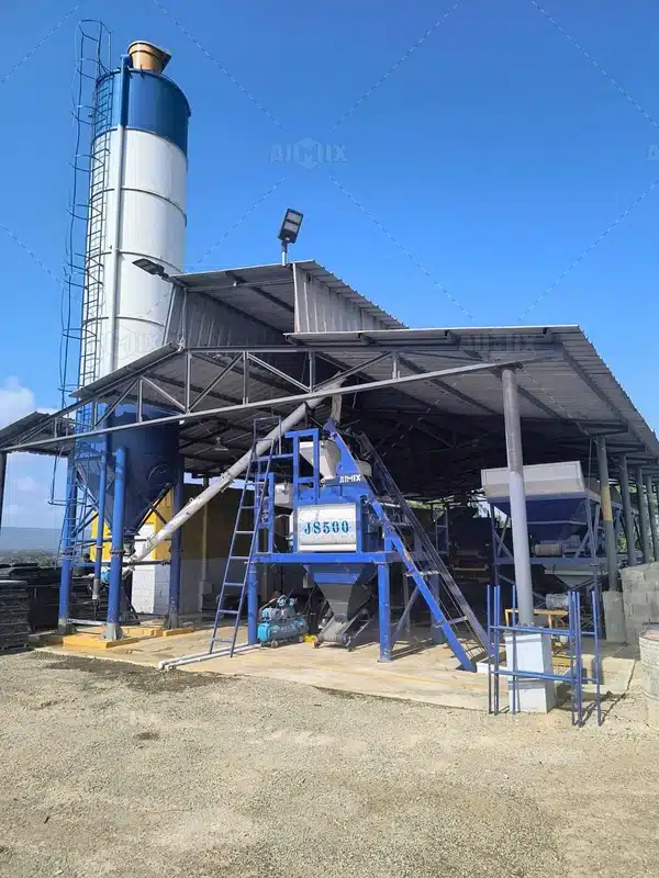 25cbm small stationary concrete batch plant for sale in Indonesia