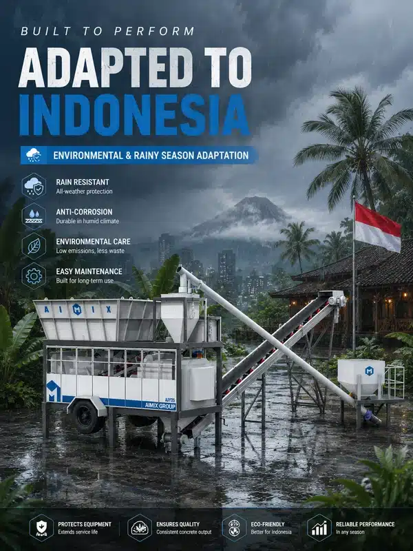 AJSY Series compact mobile batching plant for rainy season adapation