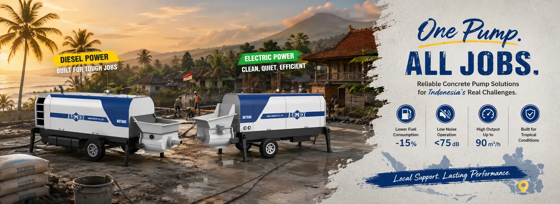 diesel and electric stationary concrete pump comparison