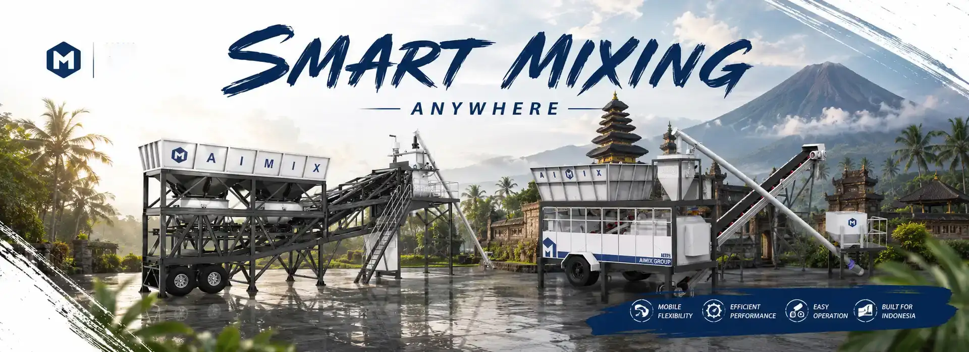 smart small mobile concrete mixing plant for sale in Indonesia