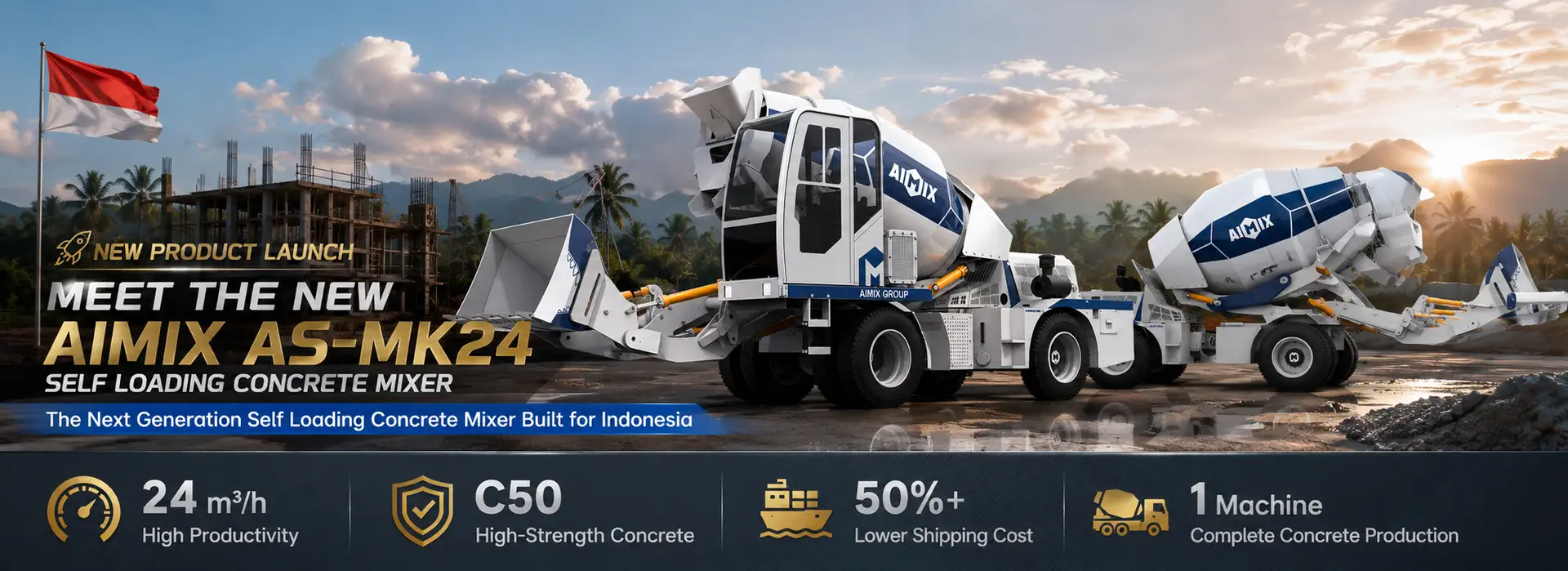 AS-MK24 new generation mixing king self loading concrete mixer truck for building in Indonesia