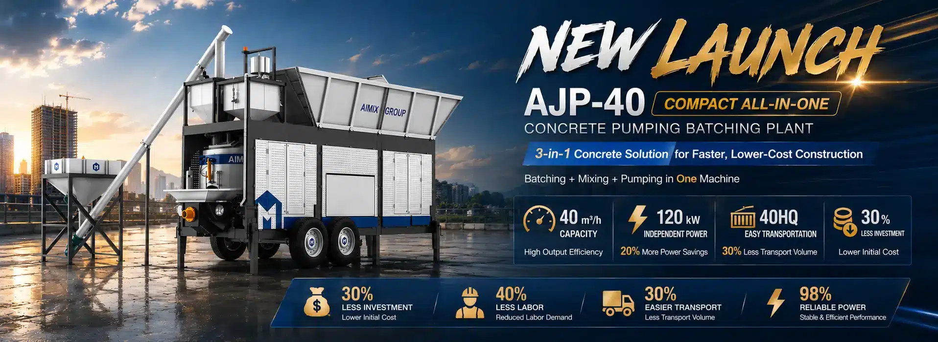 aimix ajp-40 new launch concrete pumping batch plant in Indonesia