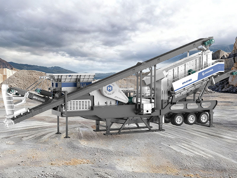 4-in-1 combined tire type mobile limestone crushing plant for sale