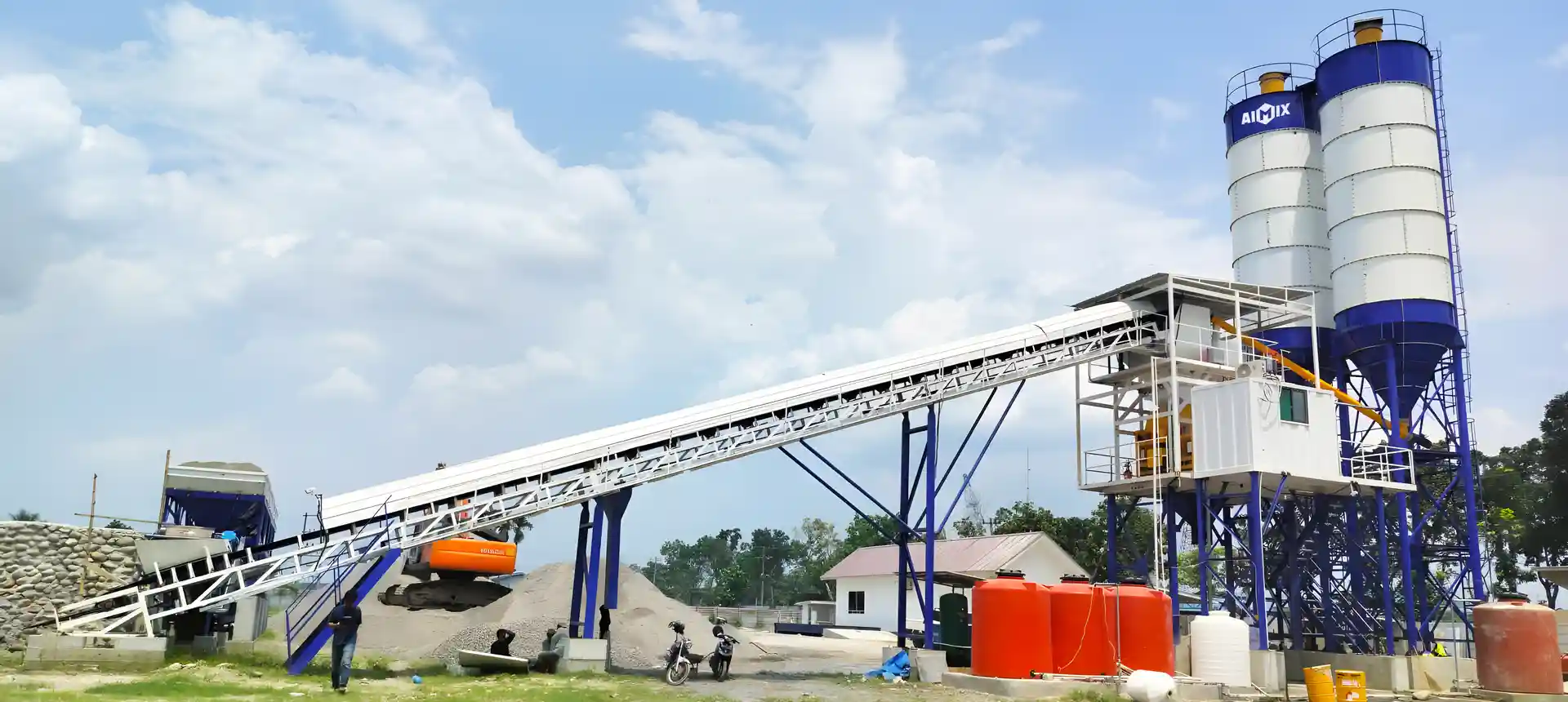 AJ-60 stationary concrete plant for sale in Medan, Indonesia