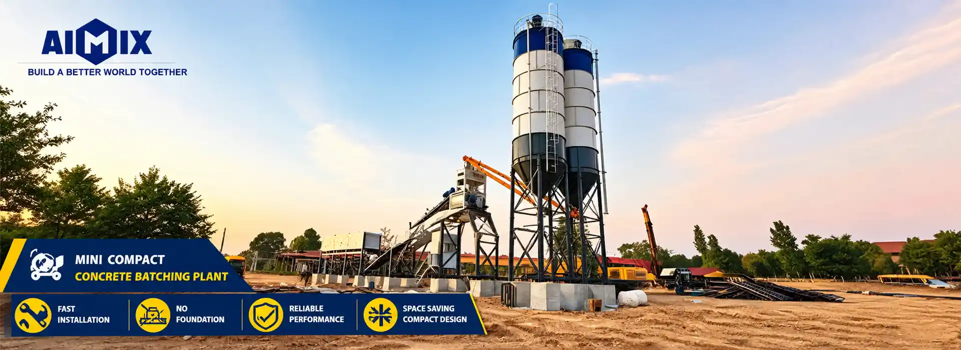 AJQ-50 mini concrete batch plant with no foundation in Indonesia