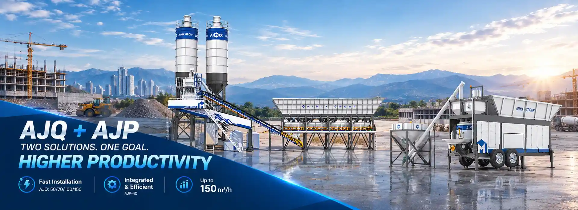 AJQ fast installation rmc plant and AJP rmc batching and pumping plant