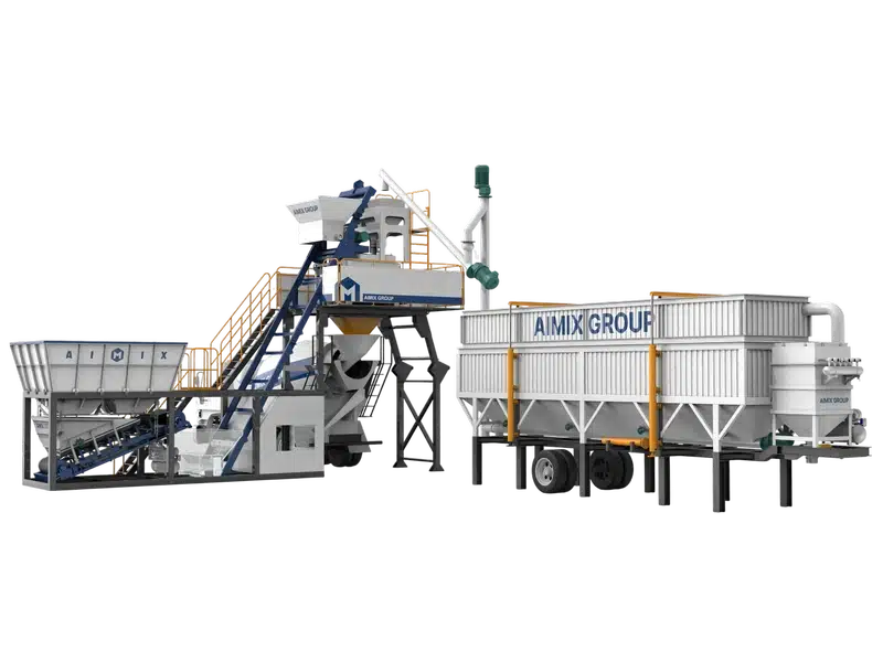 AJQ50 small compact concrete batching plant with no foundation in Indonesia